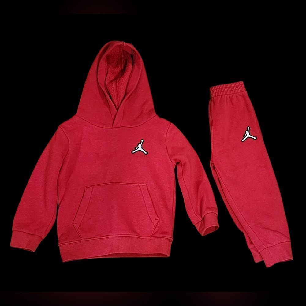Jordan Toddlers Red Pullover Hoodie Joggers Set